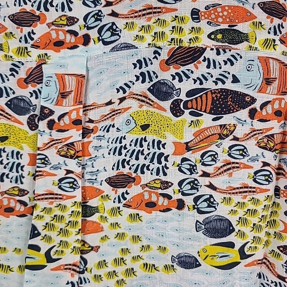 NWT Vilebrequin Short Sleeve Linen Button Shirt Charli Fish Print Sz XL $260 - Picture 8 of 8